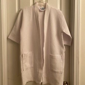Turquaz Cotton Blend Waffle Knit Spa Bath Robe White Pockets Size Small